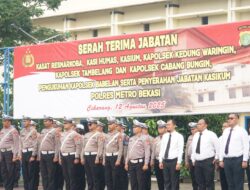 Kapolres Metro Bekasi Pimpin Sertijab, Pengukuhan, dan Kenal Pamit Pejabat Baru di Gedung Promoter