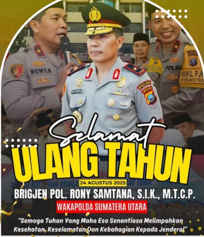 
					Keluarga Besar detikkriminal.id Ucapkan Selamat Ulang Tahun kepada Wakapolda Sumut Brigjen Pol. Rony Samtana