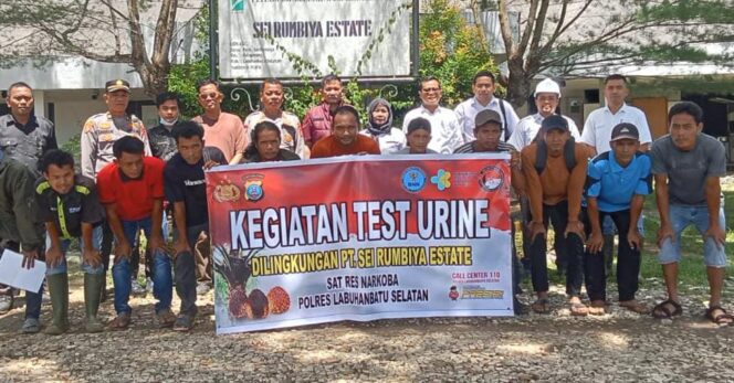 
					Satresnarkoba Polres Labuhanbatu Selatan, Gelar Tes Urine Terhadap Karyawan PT Rumbiya Estate