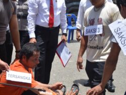 Satreskrim Polres Labuhanbatu Selatan Gelar Rekonstruksi Kasus Pembunuhan Di Kampung Rakyat