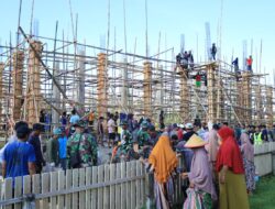 Sinergi TNI dan Rakyat, Satgas TMMD Kodim 1505/Tidore Bersama Warga Cor Tiang Masjid