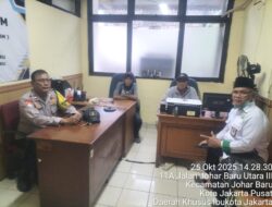 Koordinasi Kamtibmas RW 01, Polsek Johar Baru Pastikan Lingkungan Aman dan Kondusif