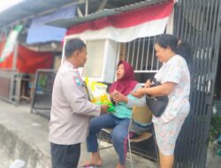 Bhabinkamtibmas Kelurahan Cideng Laksanakan Penjualan Beras SPHP Bulog dan Himbauan Kamtibmas di Lingkungan Warga