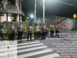Cegah Tawuran dan Gangguan Kamtibmas di Wilayah Padat Penduduk, Polsek Johar Baru Gelar Patroli Dini Hari