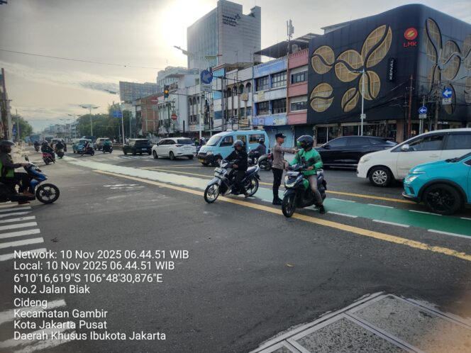 
					Aipda Zaenal Arifin Laksanakan Pengaturan Lalu Lintas Pagi di Simpang TL Biak, Cideng