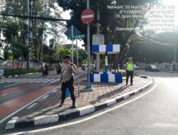 Pengaturan Lalu Lintas Pagi di Kawasan Medan Merdeka Timur Berjalan Lancar