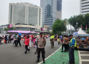 Amankan CFD Bundaran HI, Polsek Metro Menteng Perketat Pengawasan Antisipasi Copet dan Jambret