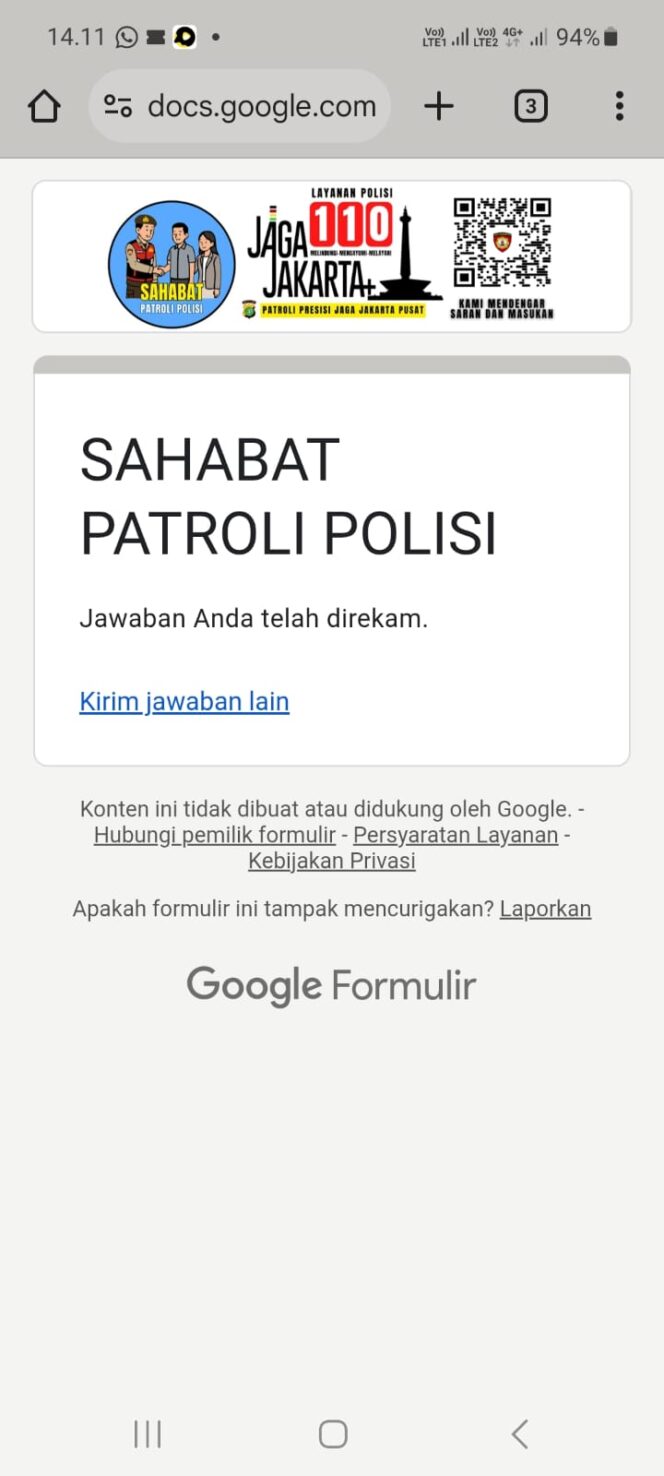 
					1052 Unit Samapta Lakukan Patroli Sahabat Polisi dan Sosialisasi Sistem Pelaporan Berbasis Barcode di Kelurahan Karet Tengsin
