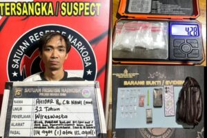 Ahidar 32 Tahun Pengedar Narkotika Jenis Sabu di Desa Dalam, Kecamatan Belimbing, Berhasil di Ringkus Satresnarkoba Muara Enim