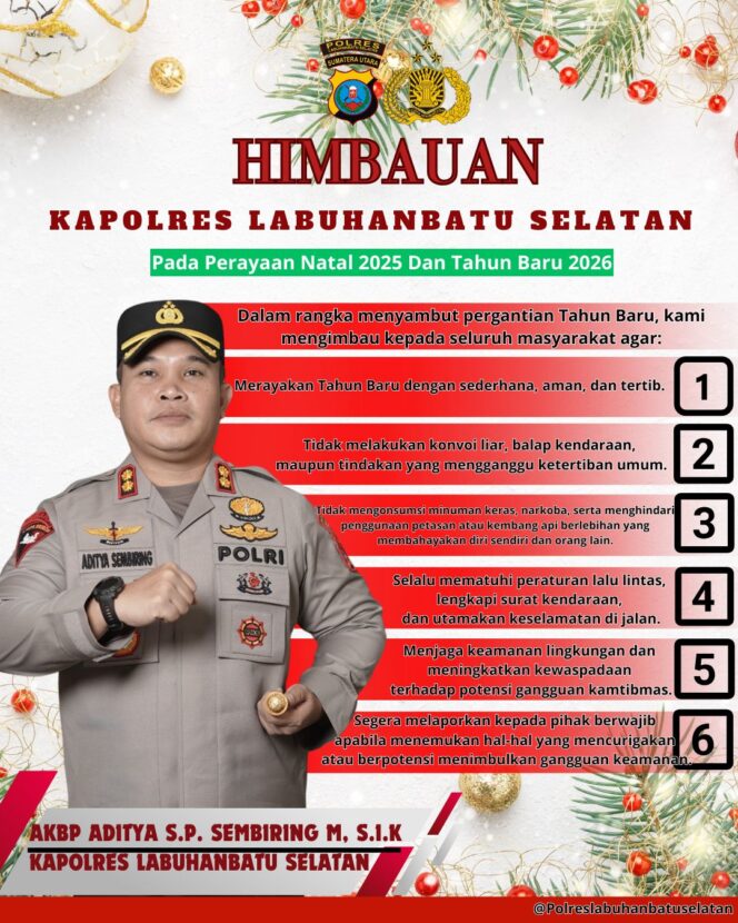 
					Kapolres Labusel Imbau Masyarakat Rayakan Natal 2025 dan Tahun Baru 2026 Secara Aman dan Tertib