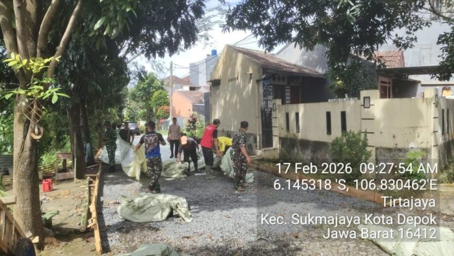 
					Infrastruktur Dasar Diperkuat, TMMD Kodim Depok Bangun Jalan 222 Meter