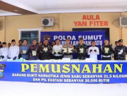 Polres Labuhanbatu Musnahkan 30 Kg lebih Sabu dan Puluhan Ribu Pil Ekstasi Hasil Pengungkapan Kasus