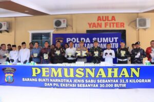 Polres Labuhanbatu Musnahkan 30 Kg lebih Sabu dan Puluhan Ribu Pil Ekstasi Hasil Pengungkapan Kasus
