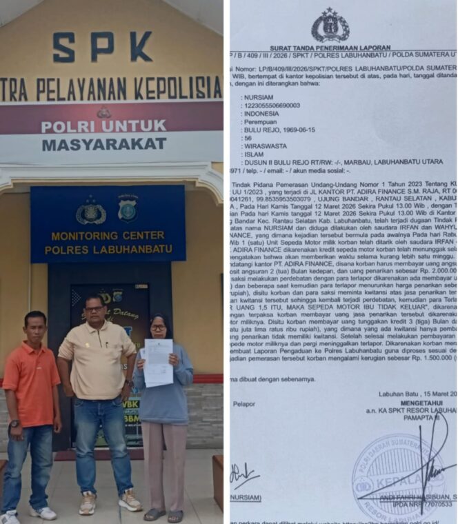 
					Diduga Diperas Debt Collector, Warga Labura Laporkan Oknum Penarik Motor ke Polres Labuhanbatu