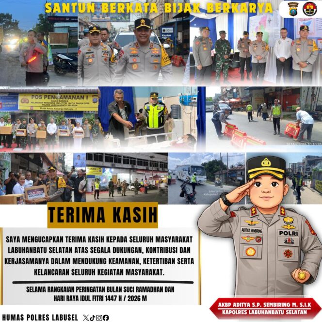 
					Kapolres Labuhanbatu Selatan Apresiasi Peran Masyarakat, Situasi Kamtibmas Selama Ramadhan dan Idul Fitri 1447 H Kondusif