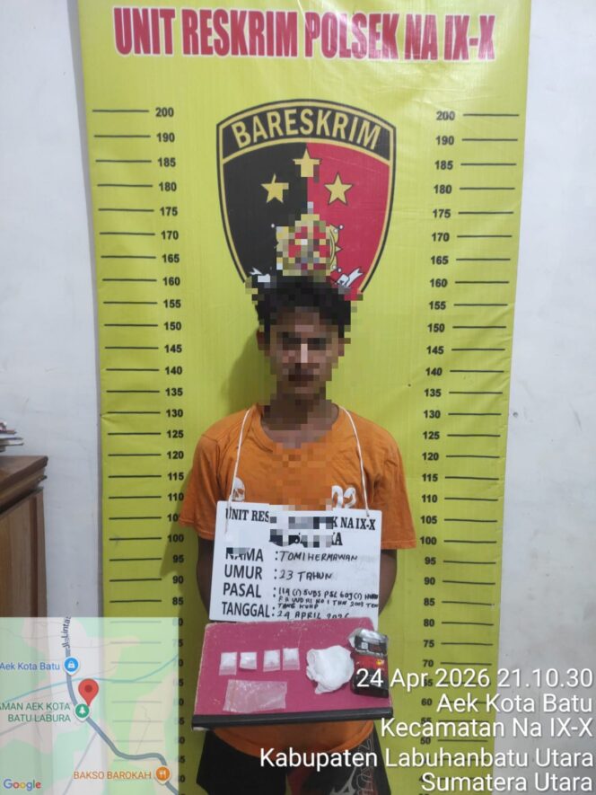 
					Polsek NA IX X Tangkap TH Pelaku Tindak Pidana Narkotika  5,06 Gram Sabu 