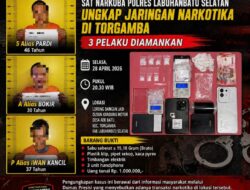 Polres Labuhanbatu Selatan tegaskan tidak ada ruang bagi bandar narkoba,  Tiga Pelaku Diamankan