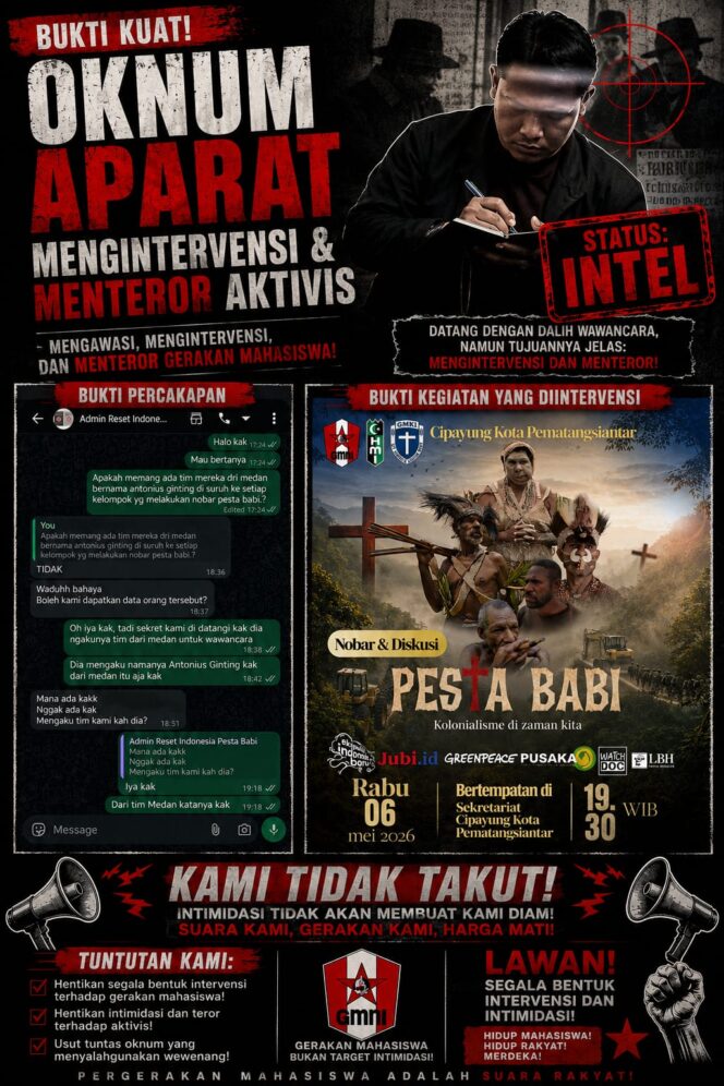 
					GMNI Pematangsiantar Kecam Teror Oknum Intelijen: Sekretariat Bukan Ruang Interogasi