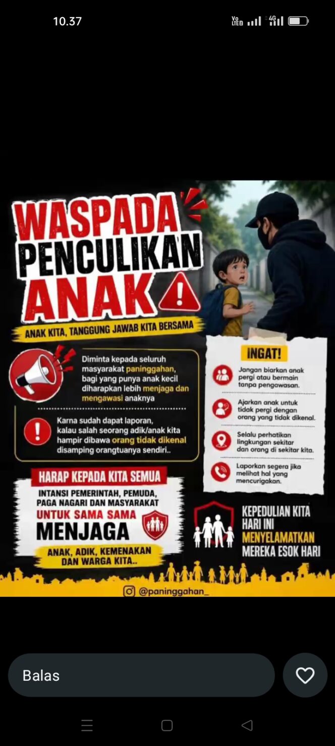 
					Waspada Dugaan Penculikan Anak Masyarakat Nagari Paninggahan Diimbau Tingkatkan Pengawasan Terhadap Anak