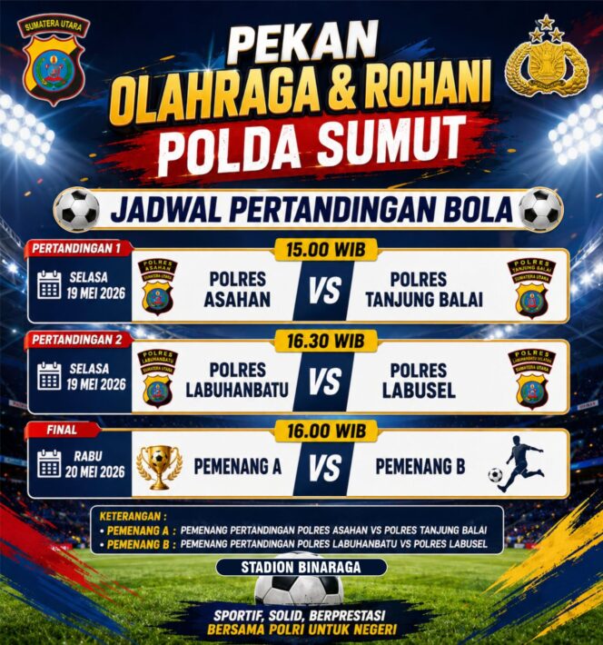
					Saksikan, Pekan Olah Raga dan Rohani Polda Sumut, Polres Labuhanbatu versus Polres Labuhanbatu Selatan 