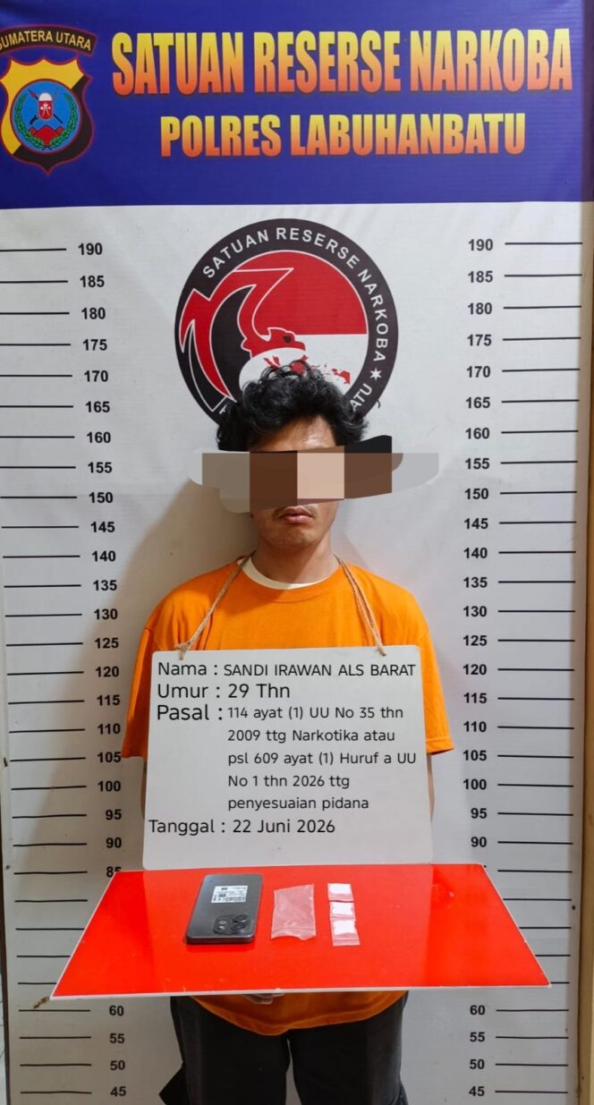 
					Ungkap Kasus Narkotika, Satresnarkoba Polres Labuhanbatu Amankan Sabu dan Seorang Tersangka