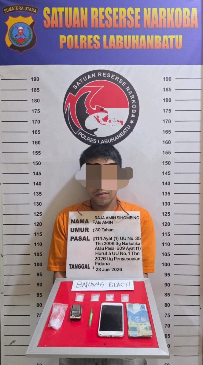 
					Bawa 4 Bungkus Sabu, Raja Amin Sihombing Diciduk Polisi