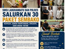 Peduli Kepada Masyarakat, SMSI Labuhanbatu Dan Polres Salurkan 30 Paket Sembako Kepada Janda Wartawan, Dhuafa Dan Anak Yatim