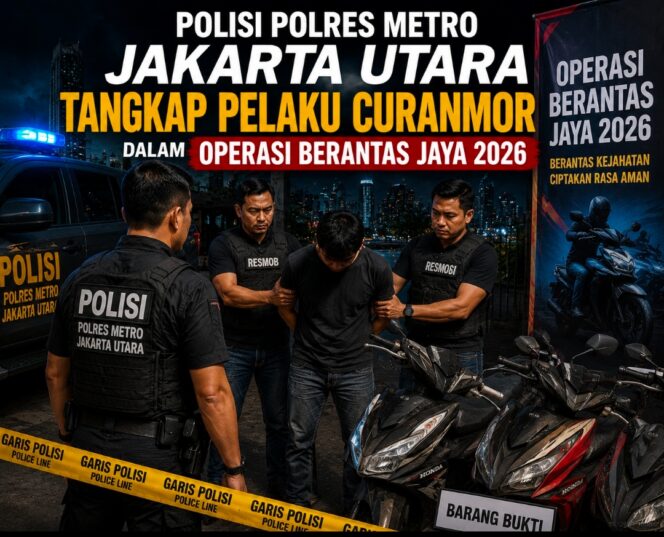
					Tim Gabungan Satreskrim Polres Metro Jakarta Utara Tangkap Pelaku Curanmor dalam Operasi Berantas Jaya 2026