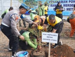 Sambut HUT Ke-81 RI, Polres Metro Jakarta Utara Tanam Pohon Bersama Forkopimko di Kawasan JIS
