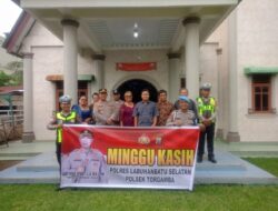 Minggu Kasih di Cikampak, Polsek Torgamba Ajak Jemaat Gereja Jaga Kamtibmas dan Lindungi Generasi Muda Dari Narkoba